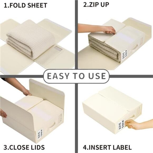 6 Pack Bed Sheet Storage Organizer Box with Window Label for King Queen Bedding - Picture 6 of 8